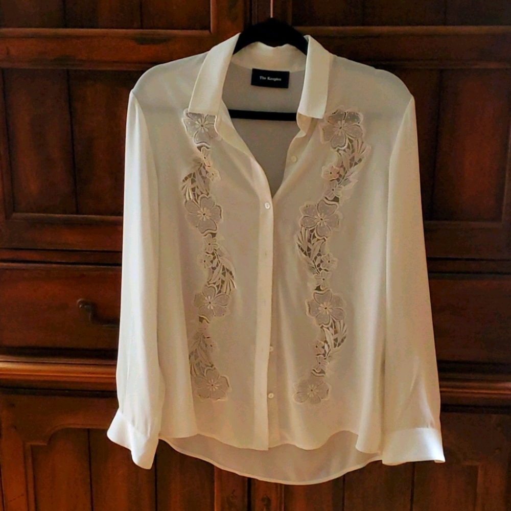 The Kooples white button up floral blouse